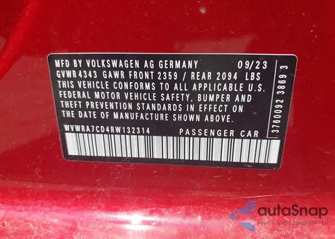 2024 Volkswagen Golf Gti 2.0T Se from USA, damaged, VIN WVWRA7CD4RW132314